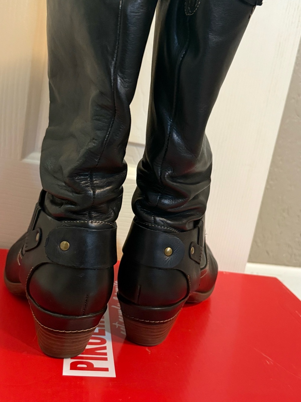 PIKOLINOS Black Mid-Calf Heeled Riding Boots - Picture 5 of 11